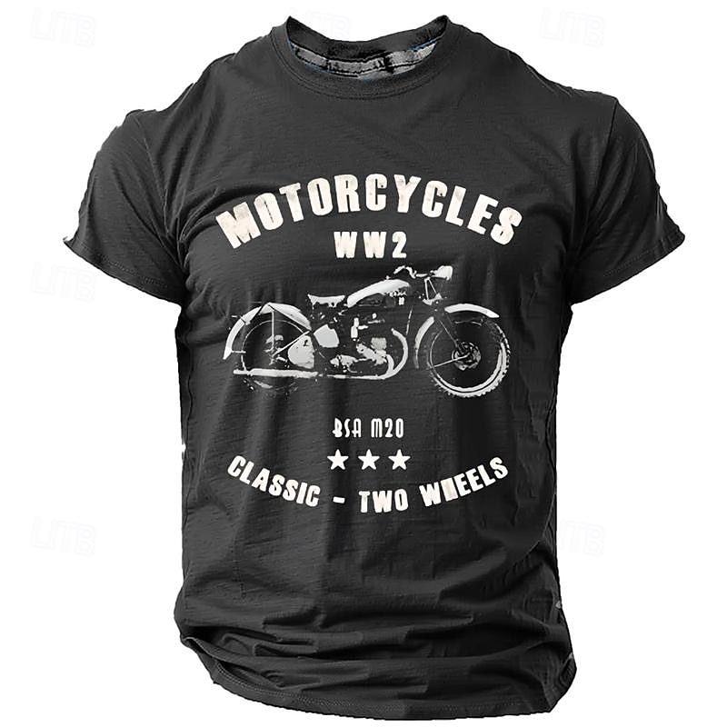 Men's Graphic Motorcycle T shirt Tee Top Short Sleeve T shirt 3D Print Crew Neck Shirt Daily Designer Retro Vintage Sports Outdoor Holiday Going out Black Navy Blue Army Green Spring & Summer 2025 - $17.99 –P6