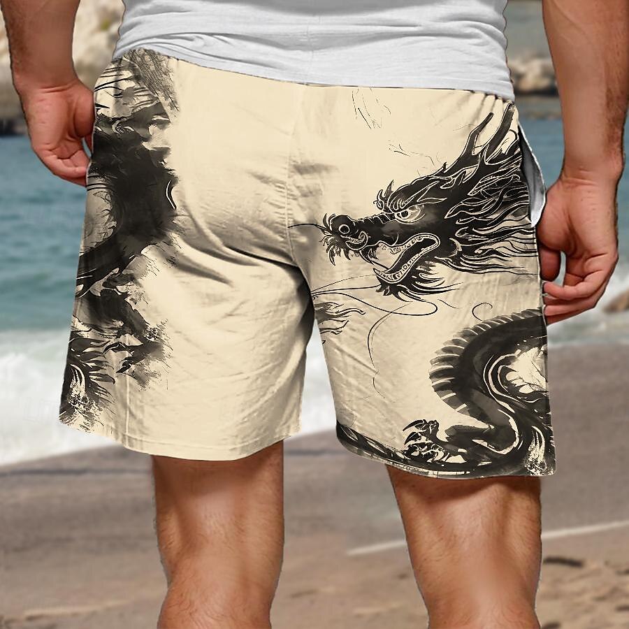 Homens Dragão Calção Justo de Natação Shorts de Natação Bermuda de Surf Cintura Média Férias Havaiana Estilo resort Férias Feriado Praia Com Cordão com forro de malha Cintura elástica Designer Roupa de 2025 por $17.99 –P2