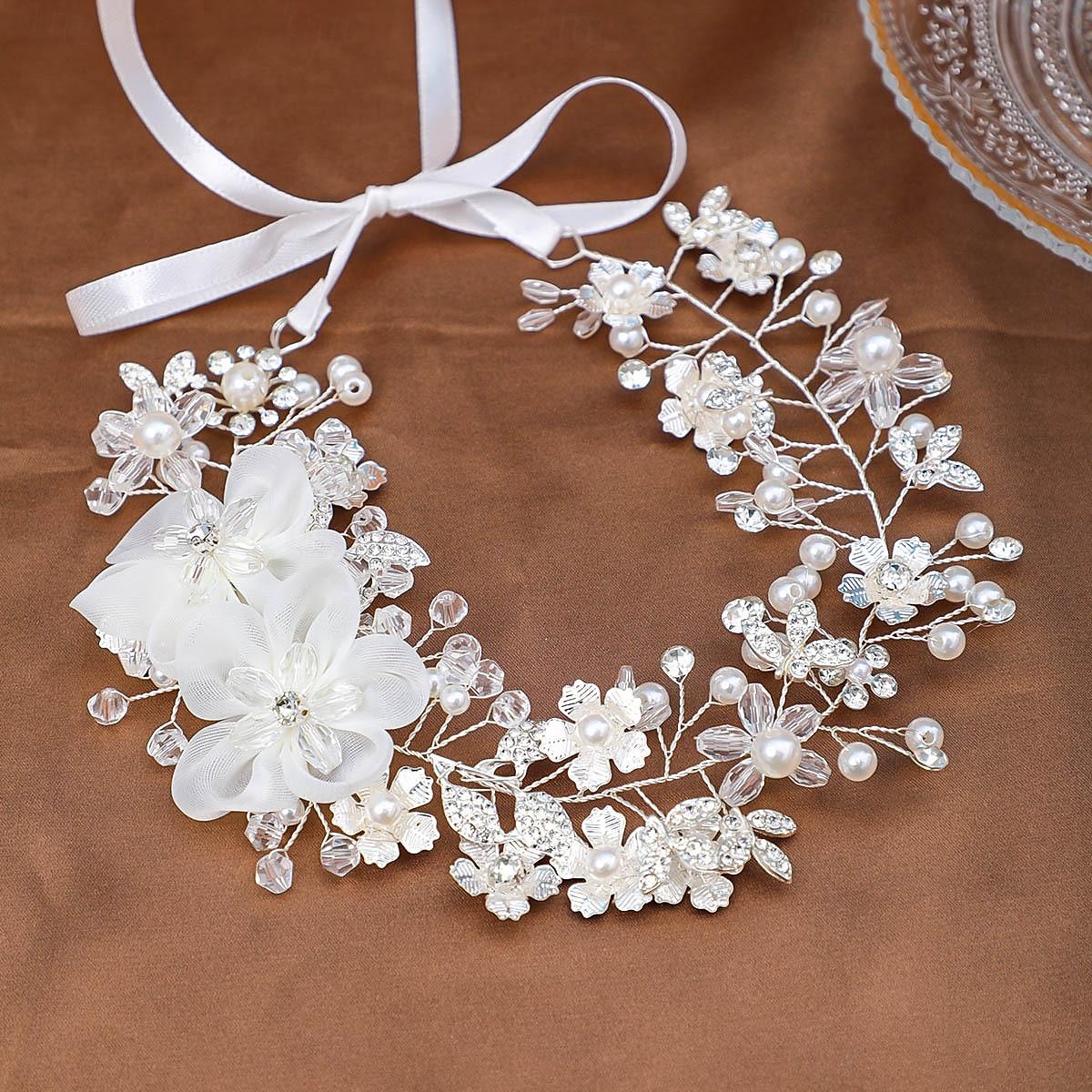Crown Tiaras pannebånd Hodeplagg Imitert Perle Strass Bryllup cocktail Luksus Retro Rød Med Imiterte Perler Sløyfer Hodeplagg Hodeplagg 2025 - $19.99 –P3