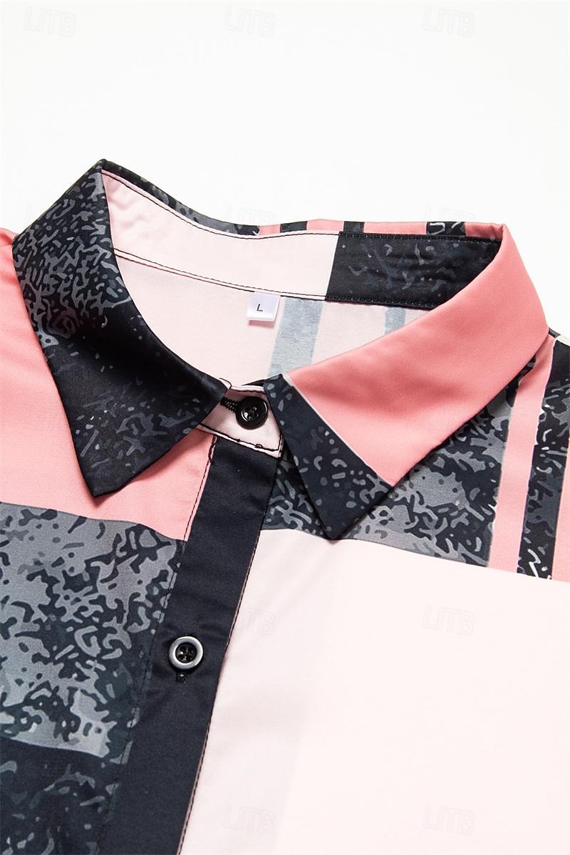 Damenhemd Langarm Knopfbluse Modisch Farbblock Druck Reguläre Tops Hemd Kragen Lässig Gelb Pink Blau Frühling  Herbst 2025 - $32.99 –P13