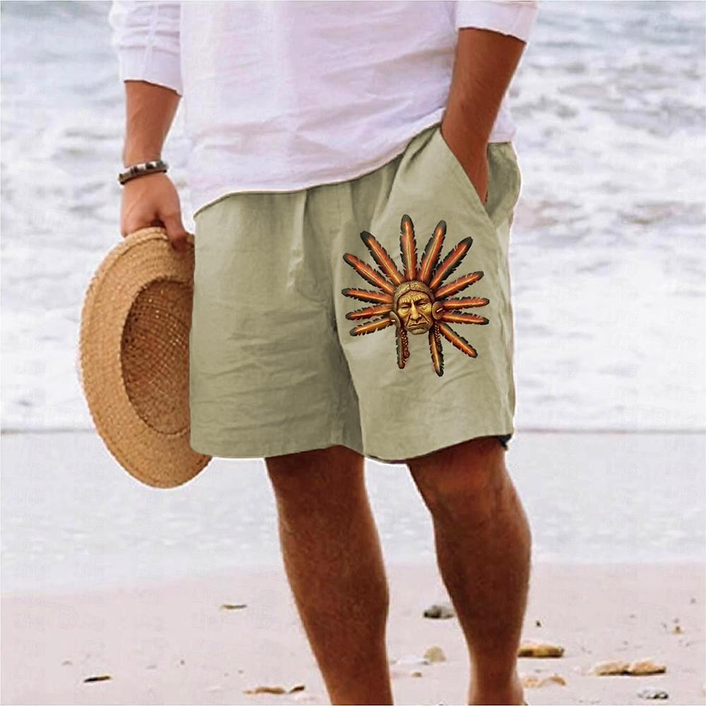 Men's Indian Culture Shorts Summer Shorts Beach Shorts Mid Waist Hawaiian Casual Holiday St. Patrick's Day Drawstring Elastic Waist Print Designer Clothing Apparel 2025 - $23.99 –P4