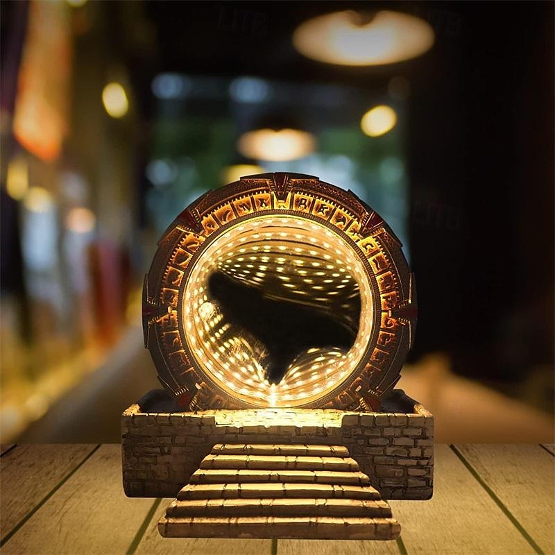 Atlantis Stargate Mirror LED Night Light Star Gate 3D Time Tunnel Ring Mirror Movie Replica Model Cospaly Halloween Party Prop Resin Collectable Toy Home Decor Ornament Gift 2025 - $51.24 –P6