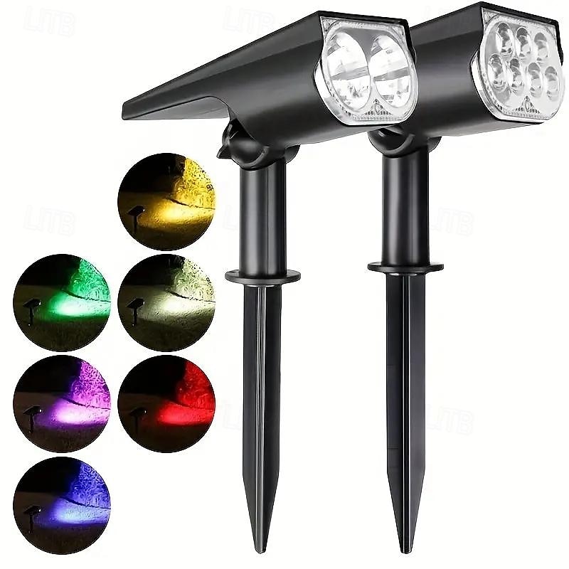 2/7led projecteur solaire extérieur étanche jardin cour pelouse paysage lumière colorée rvb lumière de pelouse pour bord de route villa parc jardin décor lumière 1pc de 2025 ? $14.99 –P1