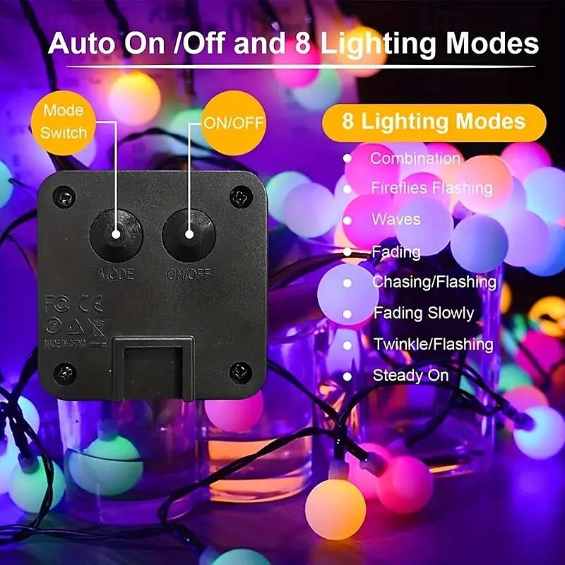 LED Solar Ball String Lights 8 Lighting Modes 30/50/100led Outdoor Waterproof Lights for Holiday Courtyard Lawn Garden Balcony Wedding Camping Party Decoration 2026 - $14.49 –P7