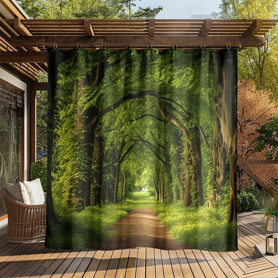 vattentät utomhusgardinskydd, utomhusgardiner, skjutbara uteplatsgardiner, pergolagardiner grommet skog för lusthus, balkong, veranda, fest 2025 - $28.99 –P5
