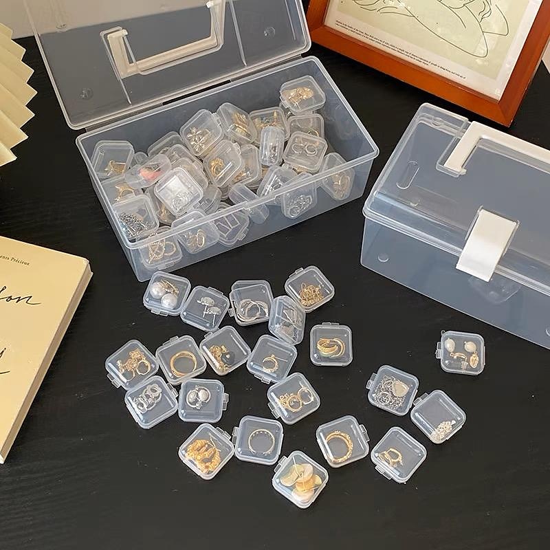 20/50pcs Mini Plastic Storage Box Square Transparent Portable Container Jewelry Holder Earrings Packaging Display Case Medicine Bin Jewlery Garbage Can Storage Cases Pp Accessories Clear Buds 2025 - $7.99 –P4