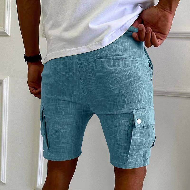 Homme Short Cargo Short Cordon Taille elastique Multi poche Plein Vestimentaire Court Extérieur du quotidien Sortie Mode Classique Noir Jaune de 2025 ? $27.99 –P10