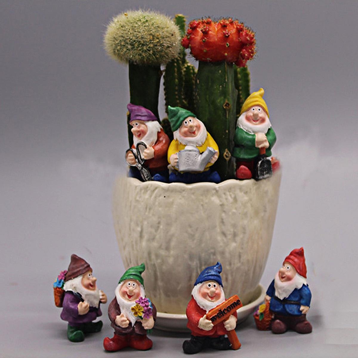 conjunto de siete figuras enanas: decoración del hogar y el jardín, perfectas para decoración de macetas, colección de artesanía de resina 2025 - $17.99 –P9