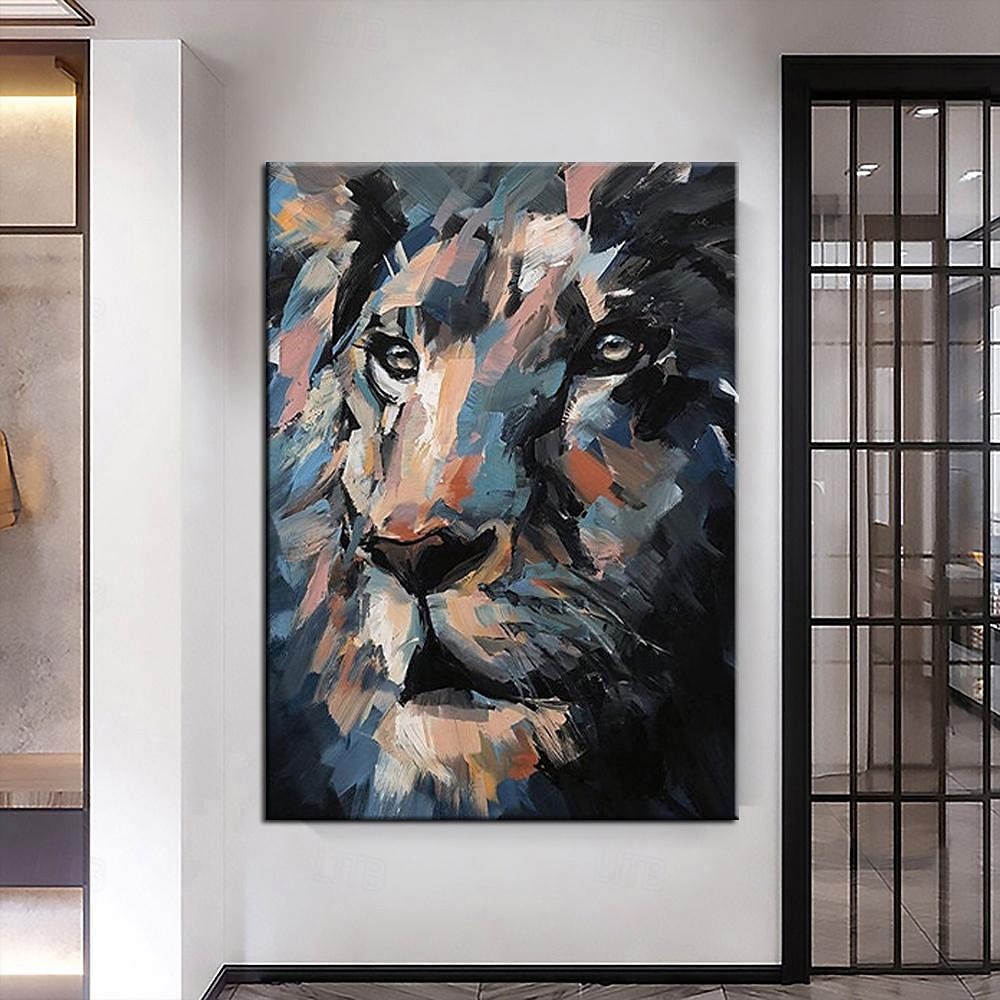 Großes Löwen-Ölgemälde auf Leinwand, handgemaltes Tiger-Abstraktes Tier-Leinwandgemälde, Wandkunst, modernes impressionistisches Löwen-Kunstwerk, Bild für Wohnzimmer, Schlafzimmer, Wand, 2025 - $108.99 –P2