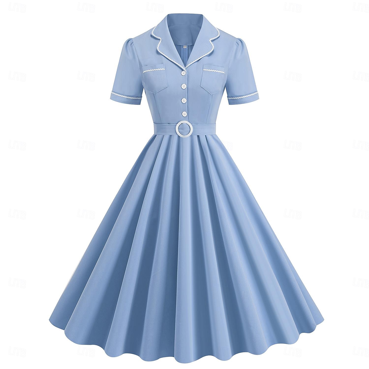 Retro Vintage 1950s Rockabilly Swing Dress Flare Dress Solid Color Women's Halloween Masquerade Dailywear Bachelorette Party Adults Dress Homecoming Dresses 2025 - $39.99 –P4
