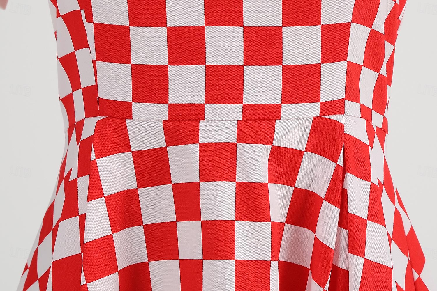 Retro 50. léta Rockabilly Houpací šaty Flare šaty Kostkovaný Dámské předvečer Všech svatých Plesová maškaráda Na den loučení se svobodou nevěsty Dospělí Šaty Šaty pro návrat domů 2025 - $41.99 –P6