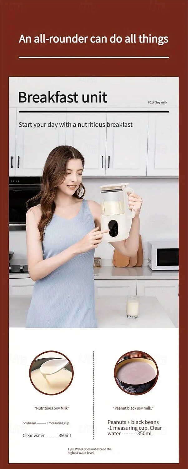 2025年 効率的な800ml 9-in-1豆乳メーカー - 素早く簡単な家庭用デジタル表示時間予約自動洗浄  コレクション – $79.99 –P1