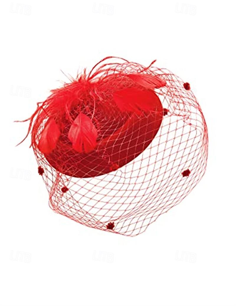 Retro Vintage 1950er 1920er Fascinators Hut Schleier-Stirnband Braut Damen Karneval Maskerade Party / Abend Junggesellinnenabschiedsparty Erwachsene Kopfbedeckung 2025 - $17.49 –P11