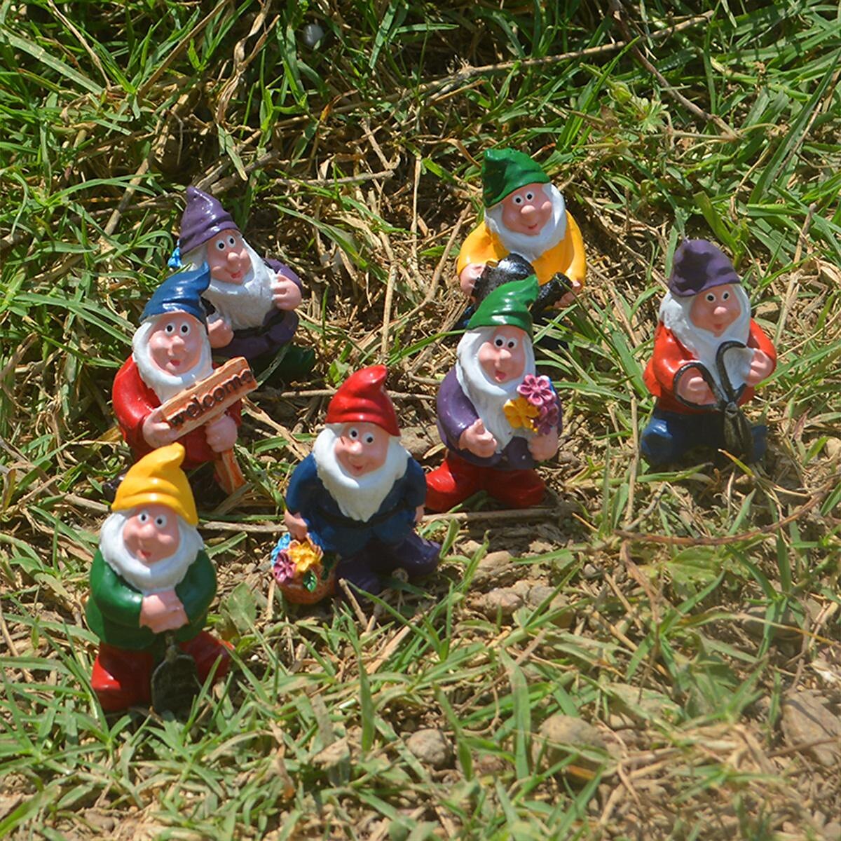 conjunto de siete figuras enanas: decoración del hogar y el jardín, perfectas para decoración de macetas, colección de artesanía de resina 2025 - $17.99 –P10