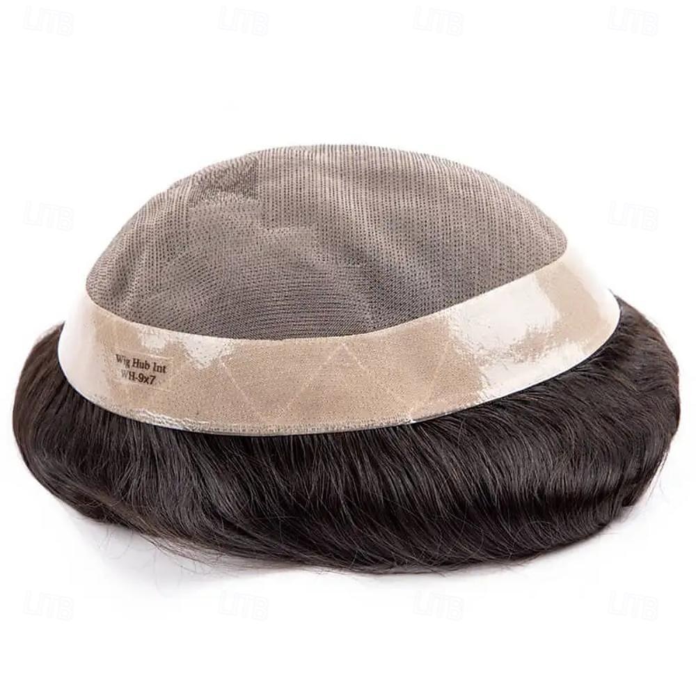 toupee mono urosperuukki miesten peruukki 100% luonnolliset hiukset kestävä miesten hiusproteesi toupee miehille 6 hiusten korvausjärjestelmä miehille 6x8 7x9 8x10 2025 - $164.99 –P5