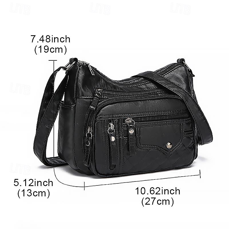 Women's Faux Leather Quilted Crossbody Bag with Multiple Zipper Pockets – Casual and Versatile Handbag for Everyday Use 2026 - $24.99 –P4