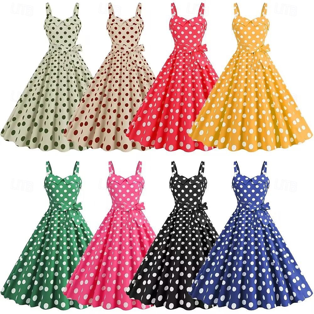 Retrò Vintage Anni 1950 Rockabilly Vestito Abito Swing Pois Per donna Carnevale Mascherata Abbigliamento quotidiano Adulti Vestito Abiti per il ritorno del 2025 a $24.99 –P1