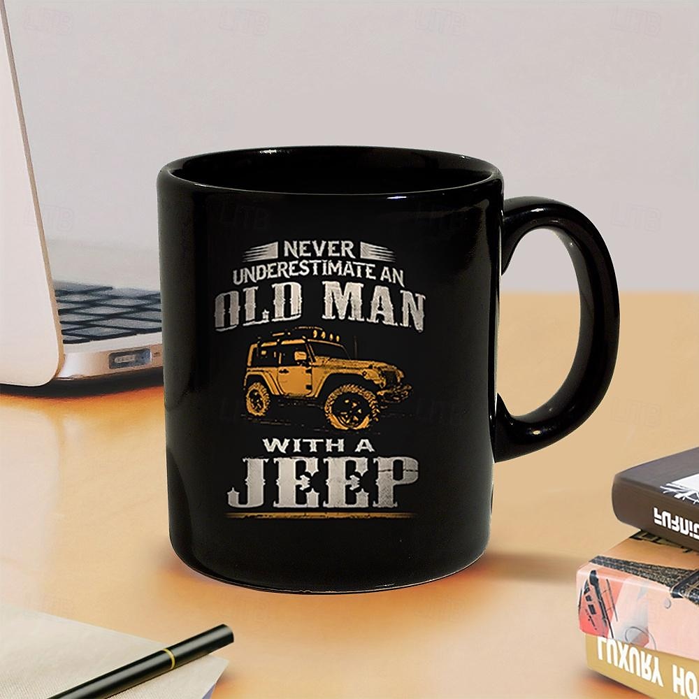 كوب بطباعة ثلاثية الأبعاد كاجوال للرجال بنمط الشارع من Car Old Man، كوب قهوة مضحك من السيراميك باللون الأسود، هدية عيد الأب 1.2 أونصة/330 مل 2025 - $15.49 –P3