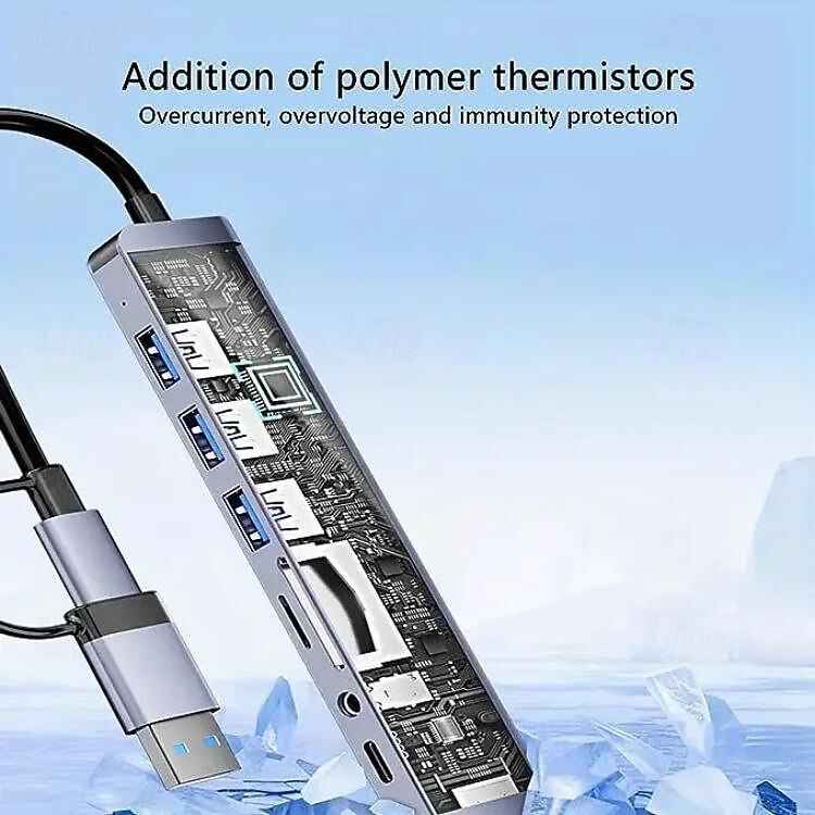 Estación de acoplamiento de 8 en 2 concentradores con conjunto de combinación de unidad flash USB 2025 - $26.99 –P19