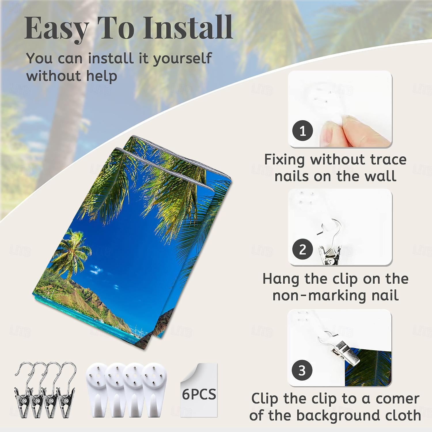 2026年 壁タペストリーアート装飾毛布カーテンピクニックテーブルクロスぶら下げホーム寝室リビングルーム寮の装飾休日休暇風景海海ビーチココナッツの木  コレクション – $21.99 –P4