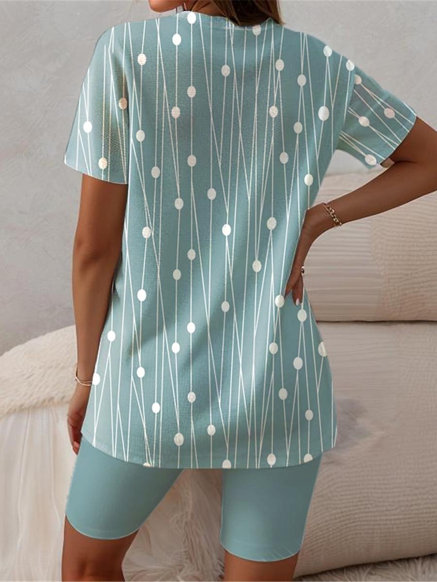 Women's T Shirt Loungewear Set V-Neck T-Shirt and Shorts Tropical Palm Leaf Print Pink Gradient Comfort Stretch Fabric Sleepwear Casual Home Clothing Spring Summer Multiple Sizes 2025 - $29.99 –P4