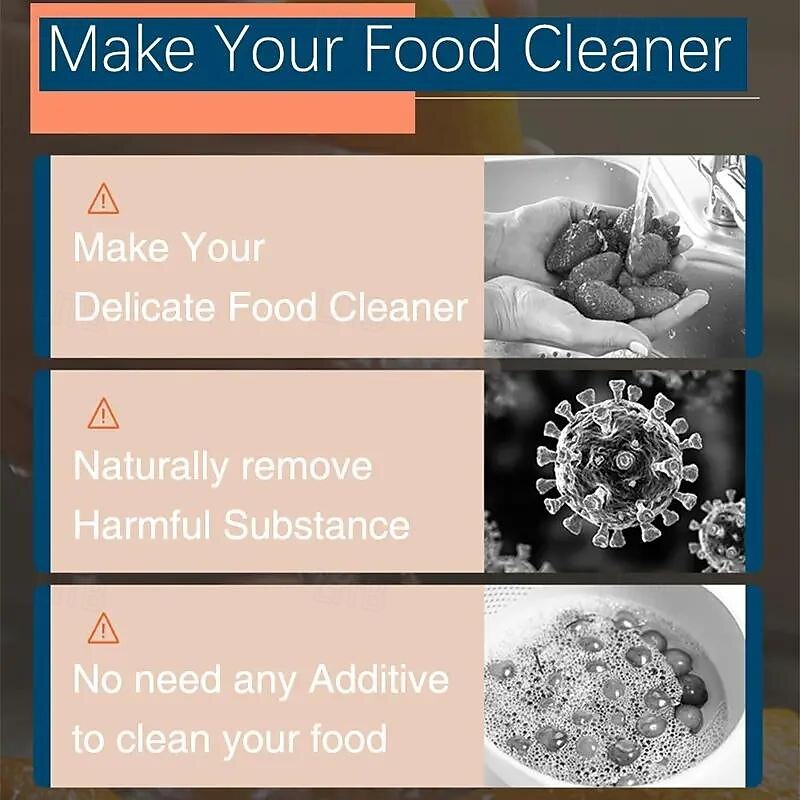 Fruit and Vegetable Purifier Food Cleaning Machine Household Sterilization Portable Wireless Removal of Agricultural Residues Automatic Vegetable Washing Machine 2025 - $39.99 –P5