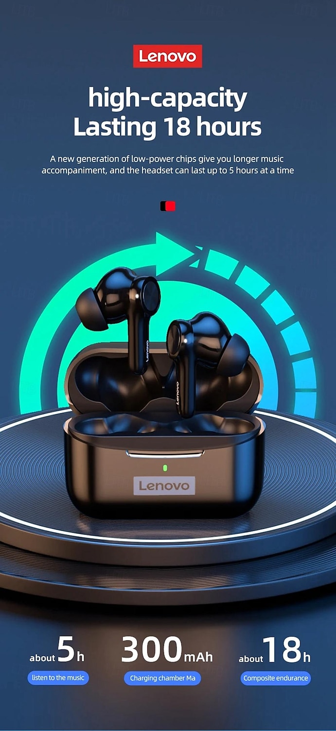 Lenovo LP70 True Wireless Headphones TWS Earbuds In Ear Bluetooth 5.2 Stereo ENC Environmental Noise Cancellation Long Battery Life for Apple Samsung Huawei Xiaomi MI  Yoga Everyday Use Traveling 2025 - $61.99 –P14