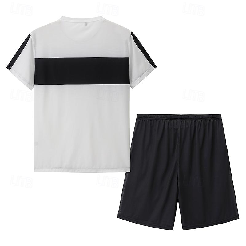 Férfi Póló öltönyök Tracksuit Teniszing Rövidnadrág és póló szett Rövid ujjú Terített nyak Tavaszi nyár Színes Sportok Divat Dizájn 2 db Szabadtéri Utca Hétköznapi Fekete Fehér Sárga Férfi felső póló 2025 - $22.99 –P4