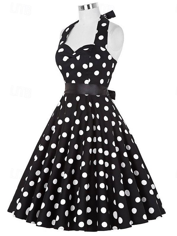 Vestido de bolinhas retro vintage conjuntos de Grease dos anos 1950 vestido estilo A vestido de balançar traje de fantasia de bolinhas carnaval de Halloween baile de máscaras uso diário casual de 2026 por $26.99 –P3