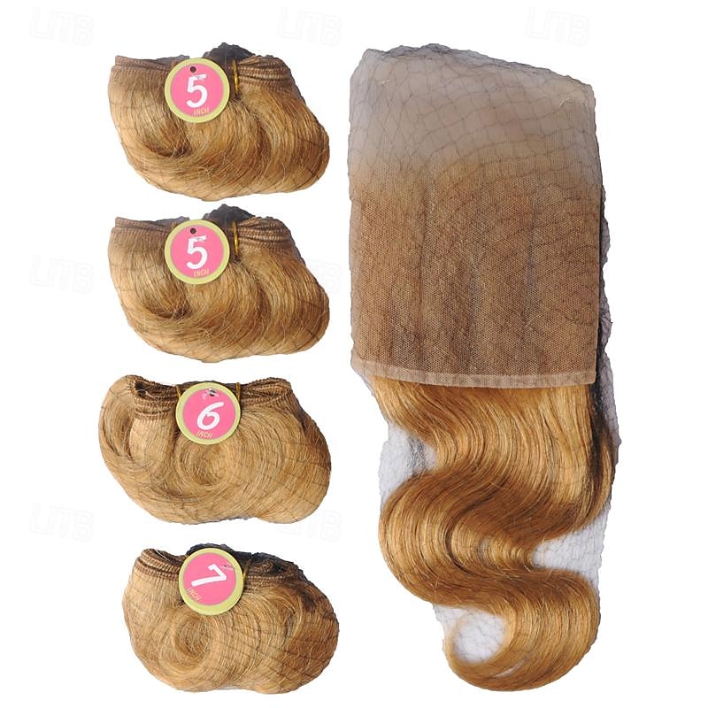 țesătură păr bătătură afro-b 13*4 dantelă frontală păr uman păr virgin 4 pachete/pachet corp ondulat blond negru maro extensii de păr 2025 - $66.99 –P3