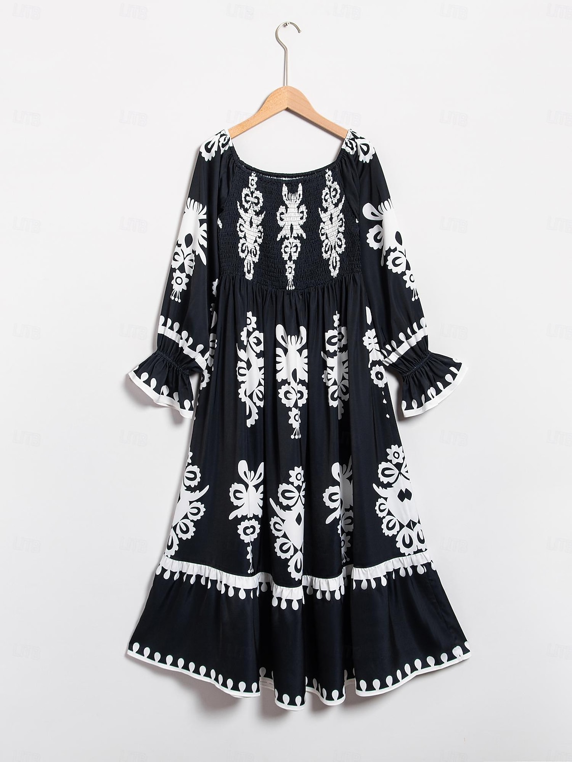 vestido midi com estampa geométrica ombro a ombro de 2026 por $30.49 –P8