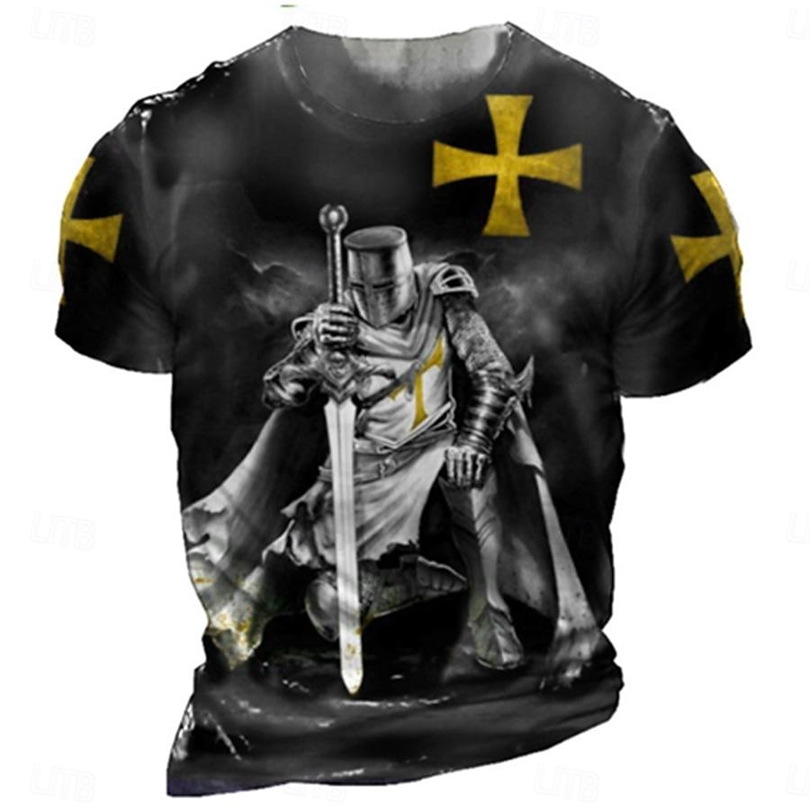 Miesten Temppeliristi Graafiset tulosteet Soldier T-paita Christian T-paidat Lyhythihainen T-paita 3D-tulostus Tiukka pyöreä kaula-aukko Paita Vintage Urheilu Suunnittelija ulko- Katu Päivittäin 2025 - $17.99 –P4