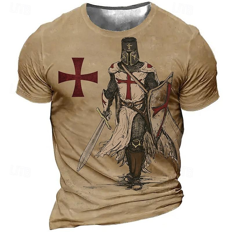 Miesten Temppeliristi Graafiset tulosteet Soldier T-paita Christian T-paidat Lyhythihainen T-paita 3D-tulostus Tiukka pyöreä kaula-aukko Paita Vintage Urheilu Suunnittelija ulko- Katu Päivittäin 2025 - $17.99 –P1