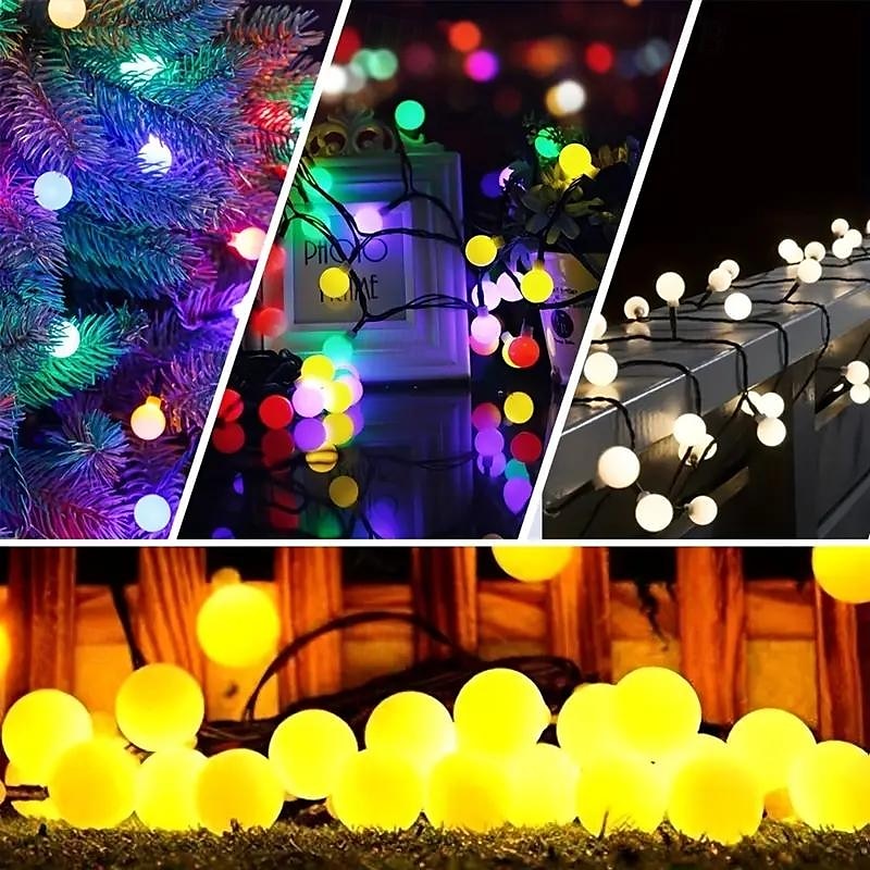 led napelemes golyósoros lámpák 8 világítási mód 30/50/100 led kültéri vízálló lámpák nyaraláshoz udvari gyep kerti erkély esküvői kemping party dekoráció 2025 - $12.99 –P4