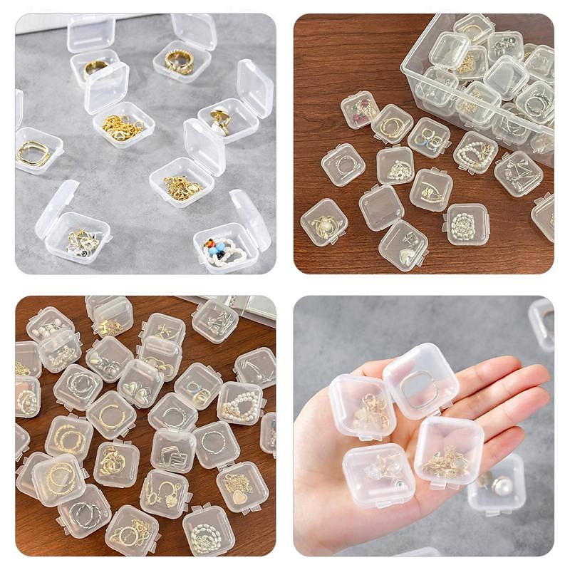 20/50pcs Mini Plastic Storage Box Square Transparent Portable Container Jewelry Holder Earrings Packaging Display Case Medicine Bin Jewlery Garbage Can Storage Cases Pp Accessories Clear Buds 2025 - $7.99 –P13