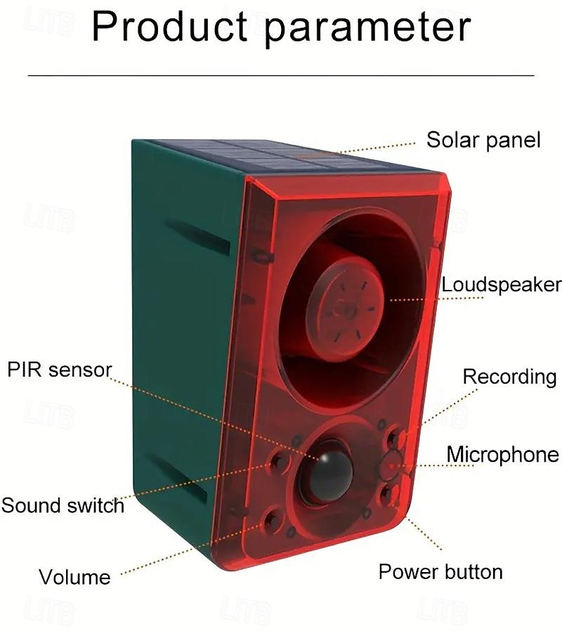 Solar Motion Sensor Alarm with Dog Barking & Gunshot Sound - 130dB Siren Security System with Remote Controller for Home, Farm, Yard, Chicken Coop, Villa 2025 - $39.99 –P6