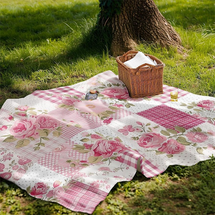 Couverture à motif patchwork en flanelle, grande couverture chaude pour toutes les saisons, cadeaux de 2025 ? $18.99 –P6