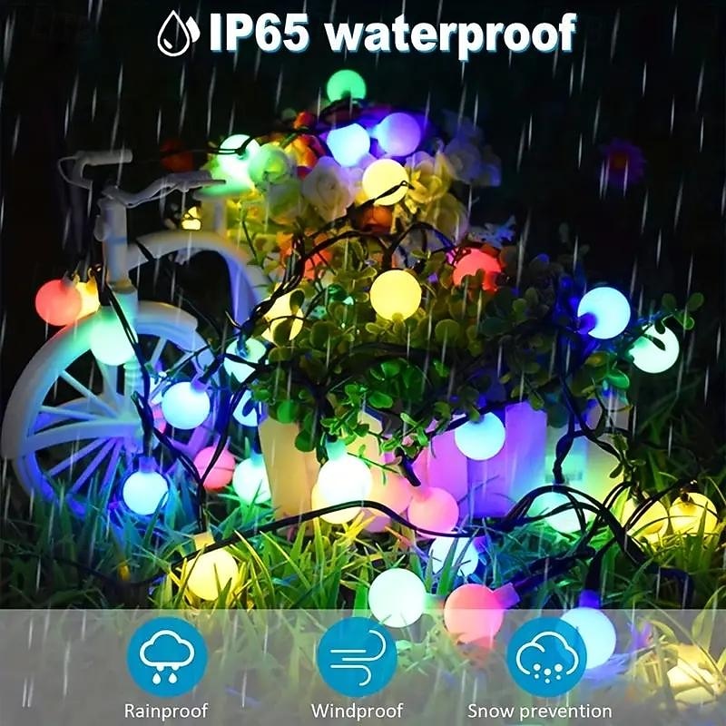 LED Solar Ball String Lights 8 Lighting Modes 30/50/100led Outdoor Waterproof Lights for Holiday Courtyard Lawn Garden Balcony Wedding Camping Party Decoration 2026 - $14.49 –P6