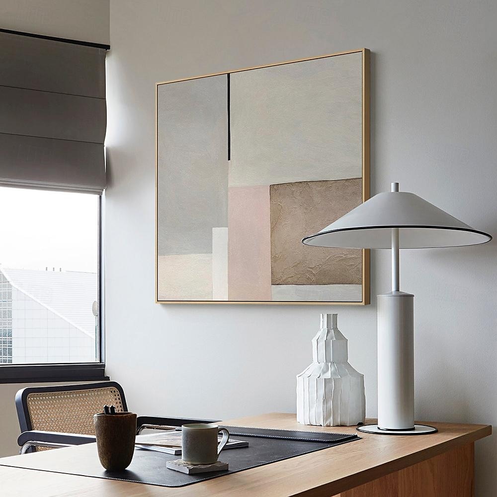 Modernes, minimalistisches Kunst-Ölgemälde, handgemaltes Wandkunst-Leinwandgemälde, abstraktes, warmes Farbblock-Liniengemälde, Bild für Wohnzimmer, Heimdekoration 2025 - $108.99 –P5