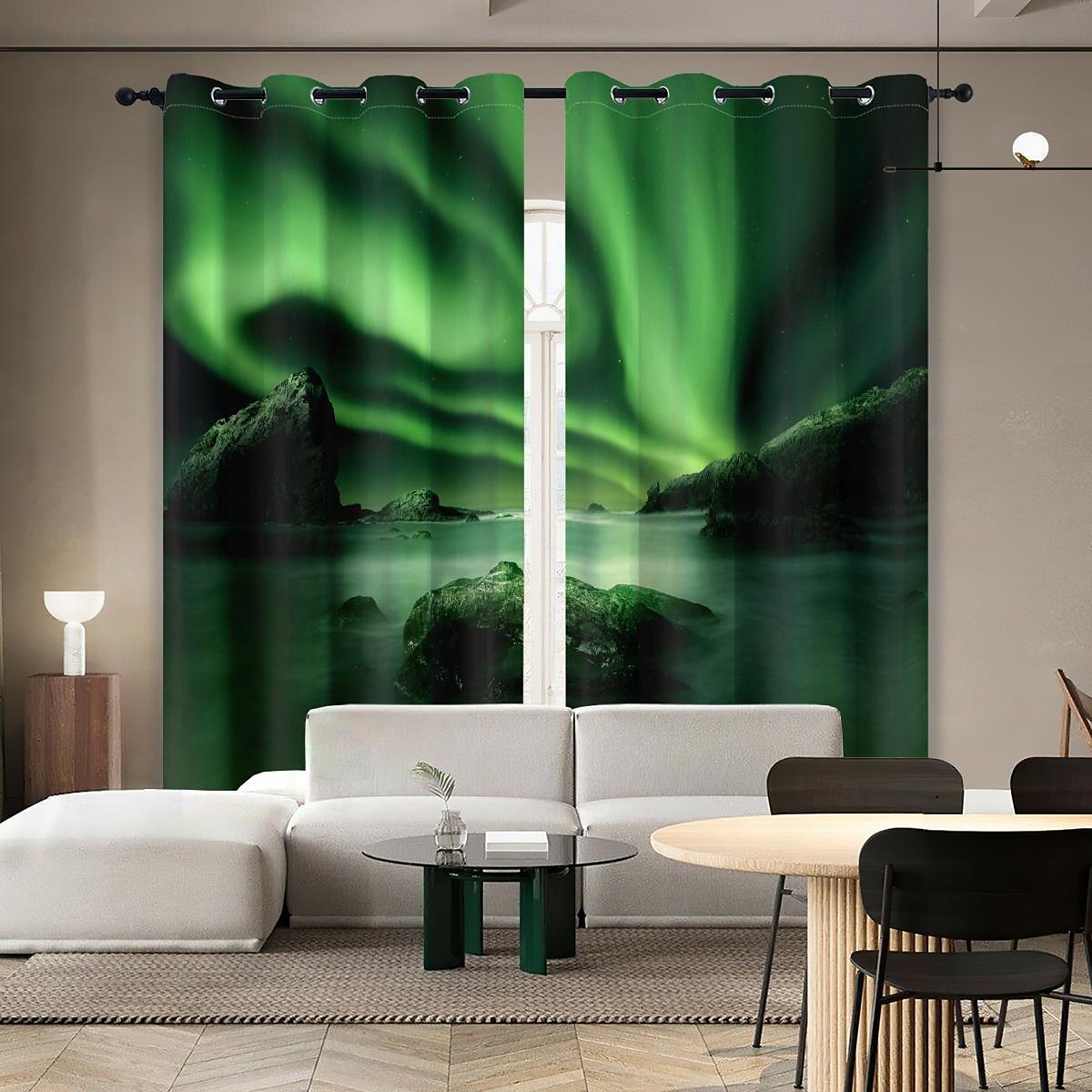 2 paneler gardin gardiner blendingsgardin for stue soverom kjøkken aurora nordlys vindu behandlinger termisk isolert rom mørklegging 2025 - $37.99 –P6