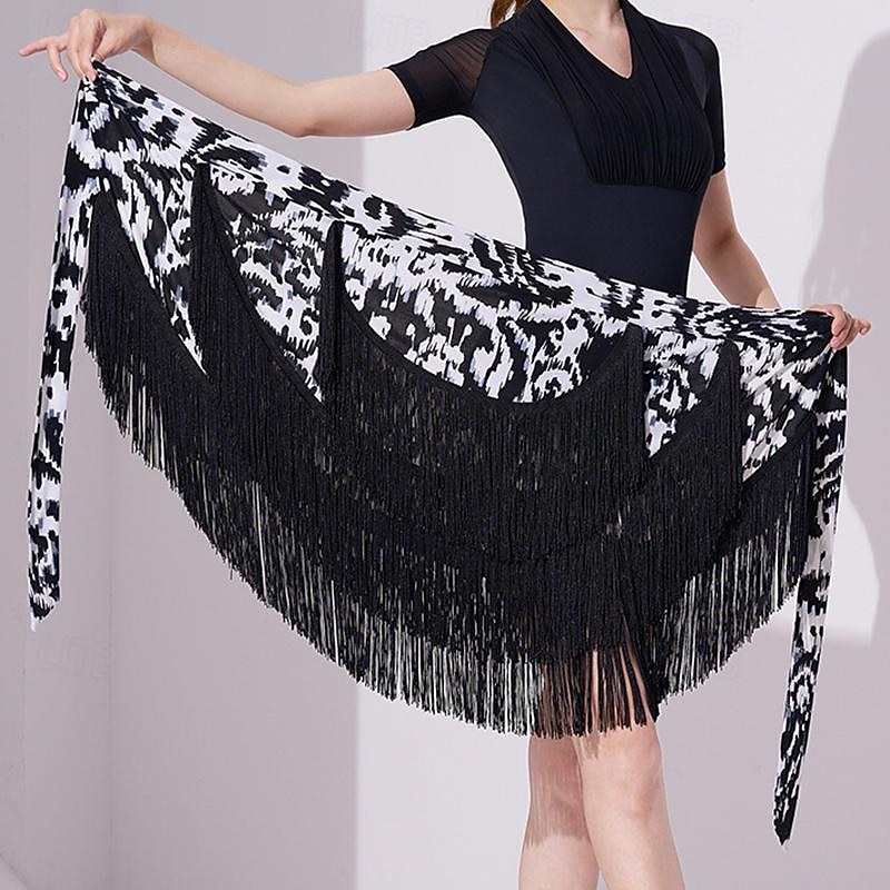 Latinské tance Standardní tance Sukně Potisk Třásně Čistá Barva Dámské Výkon Trénink Vysoký Polyester 2025 - $37.99 –P1