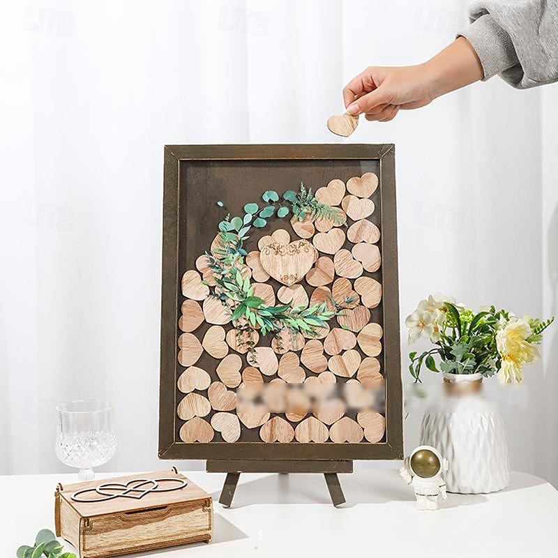 Décorations de mariage en bois, artisanat de mariage, tables de signature, décorations de table en bois pour fêtes de mariage de 2025 ? $84.99 –P1
