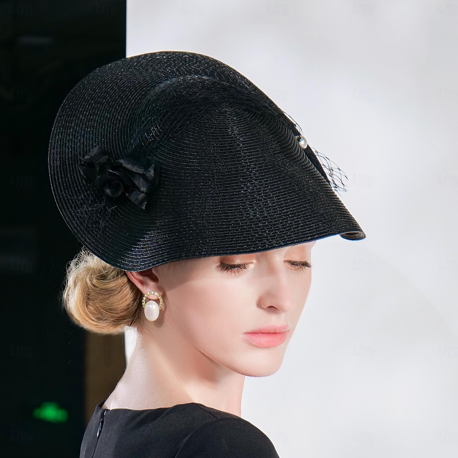 Headbands Hats Fiber Bowler / Cloche Hat Straw Hat Sun Hat Wedding Tea Party Elegant Wedding With Pearls Tulle Headpiece Headwear 2026 - $57.99 –P1