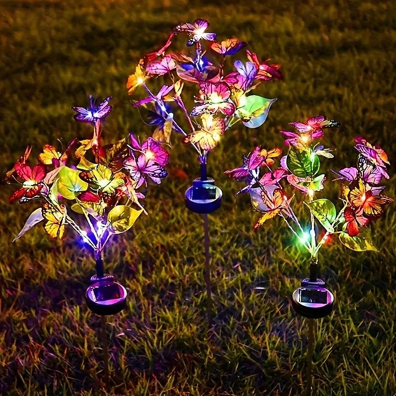 2 stk solenergi sommerfugl formet plen lys fargerike led utendørs vanntette hage lys for hage park gangvei plen dekorasjon 2025 - $30.99 –P2