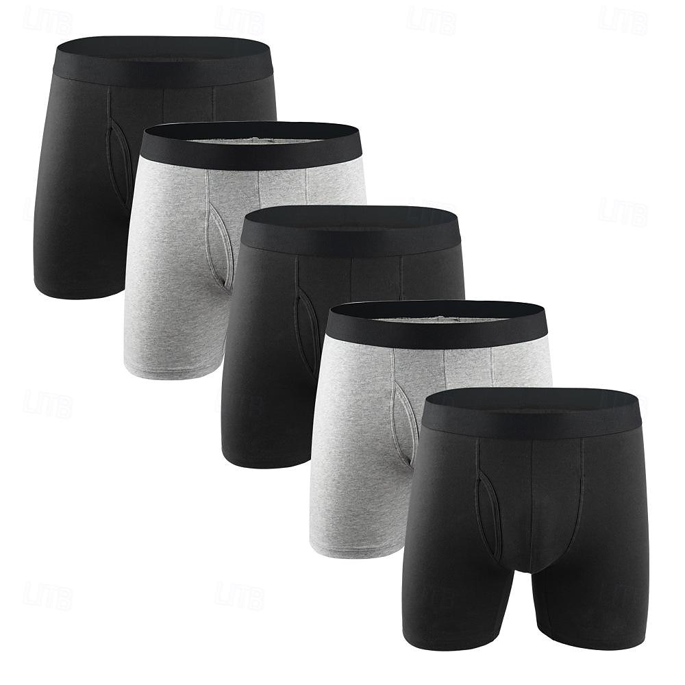 Multi Packs 5pcs Men's Black+Gray+Blue+Wine Underwear Shorts Biker Shorts Elastic Waist Plain Outdoor Daily 95% Cotton All Seasons 2025 - $28.99 –P4