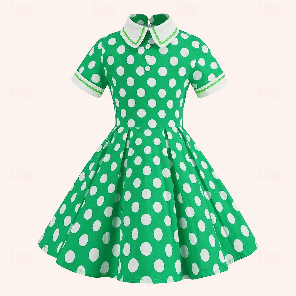 Retro Vintage 1950er Rockabilly Midlänge Kleid Swing-Kleid Ausgestelltes Kleid Tupfen Damen Maskerade Maskerade Date Junggesellinnenabschiedsparty Kinder Kleid Abschlussballkleider Frühling & Sommer 2025 - $34.99 –P4