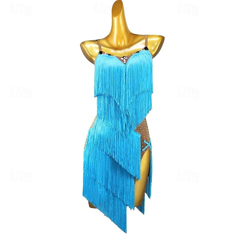 Balli latino-americani Abito Con diamantini Nappa Per donna Da ragazza Prestazioni Addestramento Senza maniche Alto Elastene del 2025 a $119.99 –P5