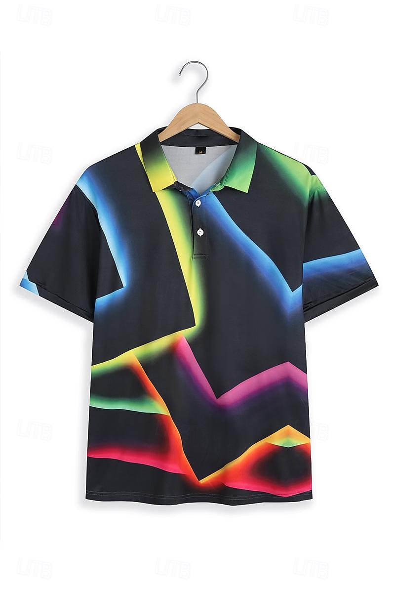 Homme Géométrique Chemise de golf Manche Courte Polos Chemises à Col Occasionnel Vêtements de vacances Tenue formelle Vêtements de festival Impression 3D Boutons Été Jaune de 2026 ? $23.99 –P4