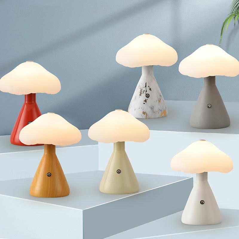 Lâmpada de cogumelo regulável portátil para quarto, lâmpada de cabeceira led com carregamento usb, luz noturna sem fio para decoração de casa de 2025 por $27.99 –P3