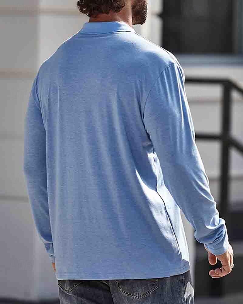 Herren Poloshirt aus Baumwolle Golfhemd Arbeit Casual Kargen Langarm Basic Modern Glatt Taste Tasche Frühling & Herbst Regular Fit Dunkelrot Wein Aprikose Dunkelgrau Wasserblau Schwarz Poloshirt aus 2025 - $18.99 –P4
